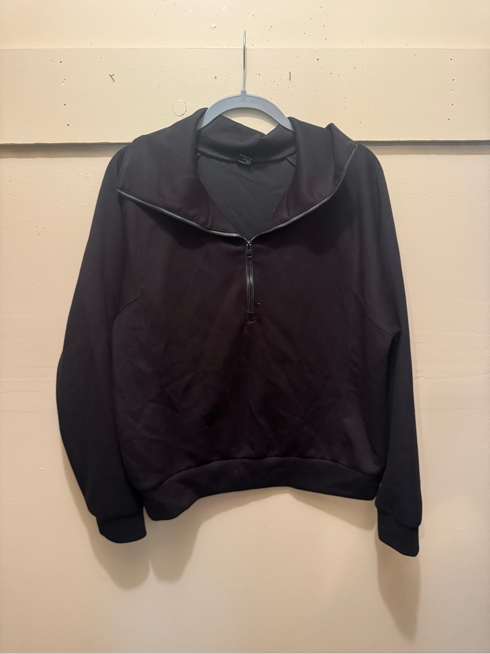 Men's Black Half-Zip Hooded Sweatshirt
